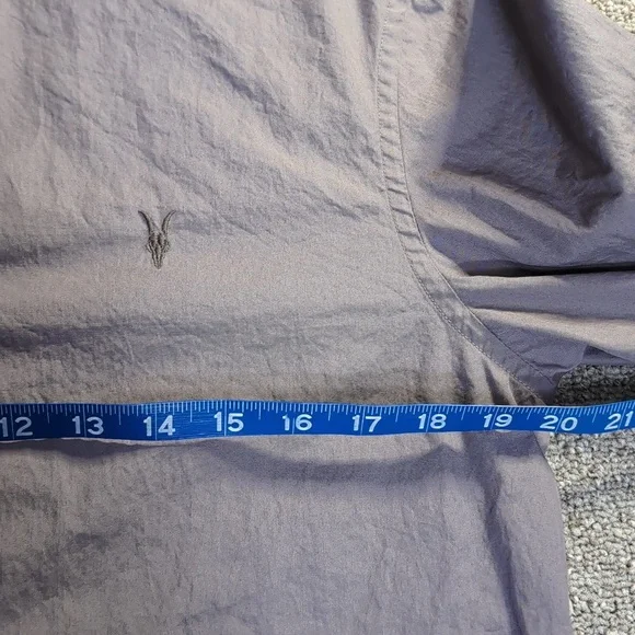 All Saints Rivera Long Sleeve Button Down Shirt Size Medium in Stone Gray - Picture 10 of 11